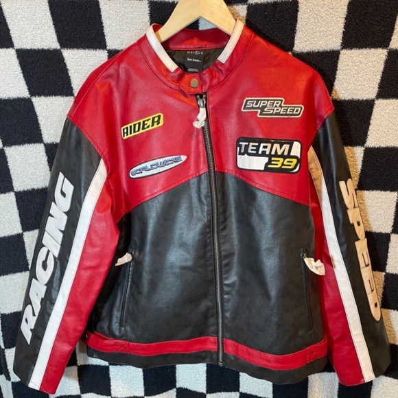 Urban Outfitters Jackets & Blazers - iets frans Faux Leather Moto Racing Jacket Urban Outfitters NWT Medium